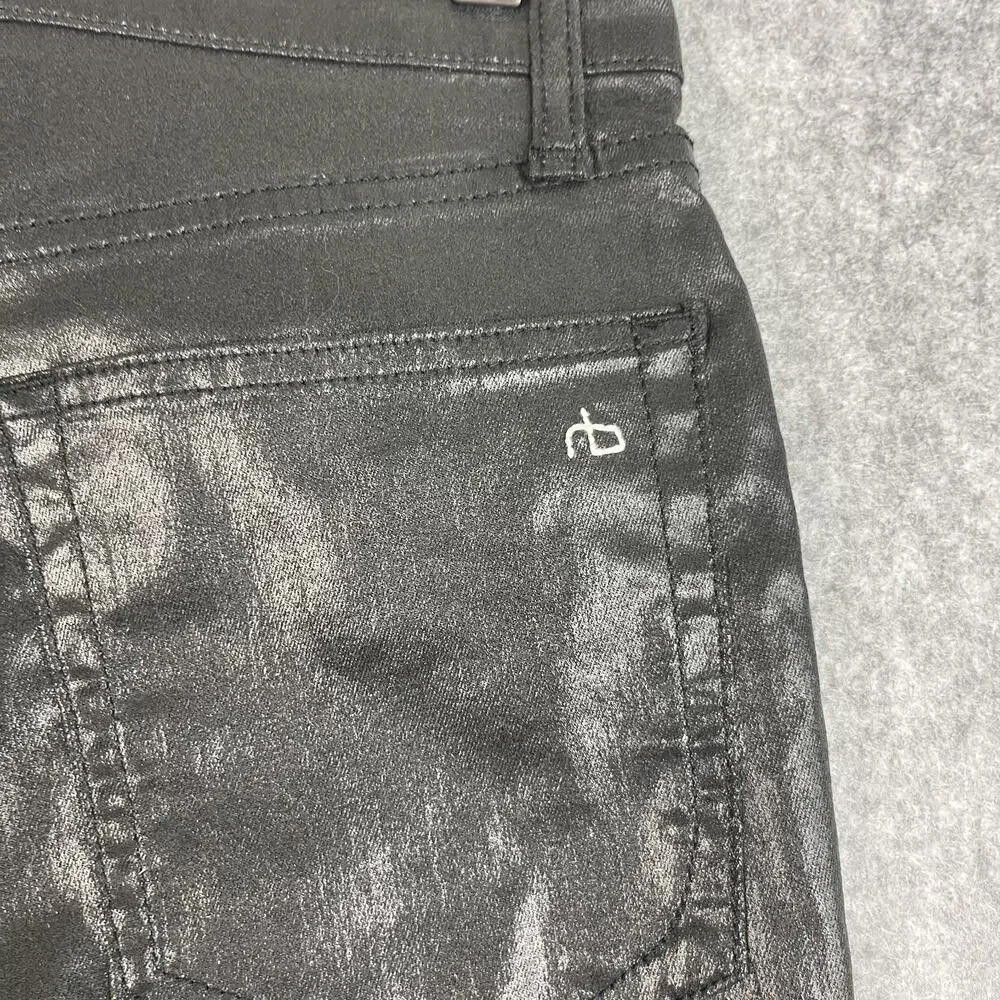 Rag & Bone Casey High Rise Ankle Flare Jeans Womens 27 Coated Black Stretch Crop
